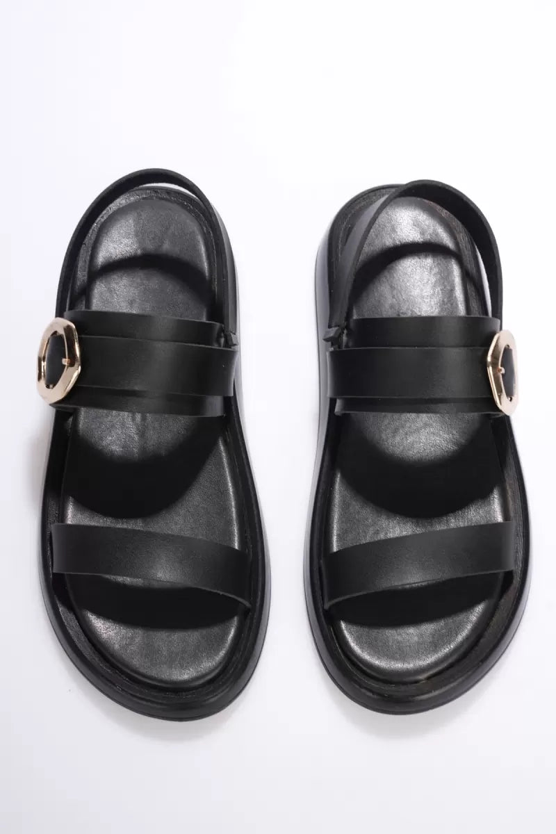 Kadın Siyah 2cm Topuk Boyu Yazlık Rahat Sandalet TR27MY05A