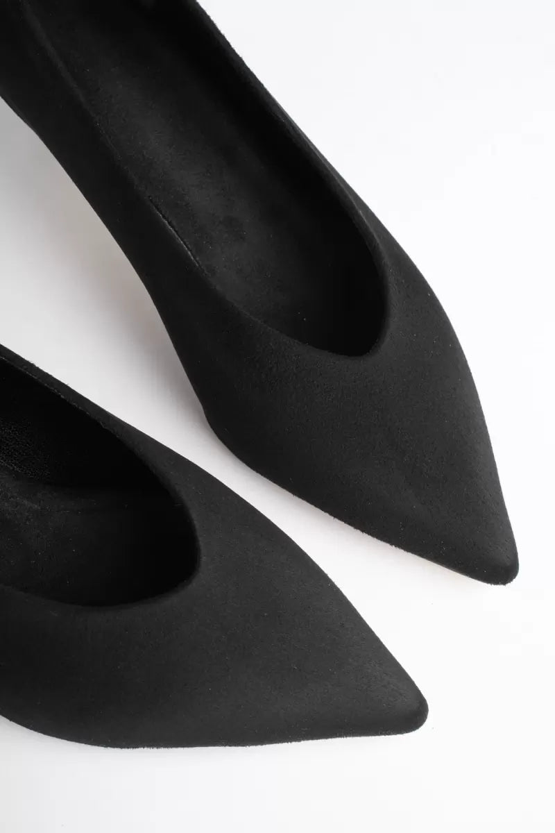 Kadın Siyah Süet İnce Topuklu Stiletto
